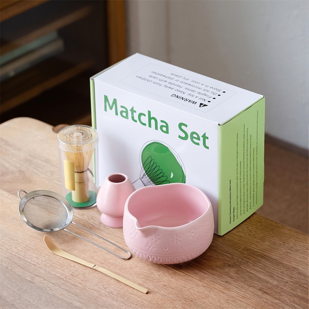 Zestaw Matcha z wysokiej jakości ceramiki elementów miseczka herbaty trzepaczka łyżeczka podstawka autentycznej japońskiej ceremonii parzenia herbaty