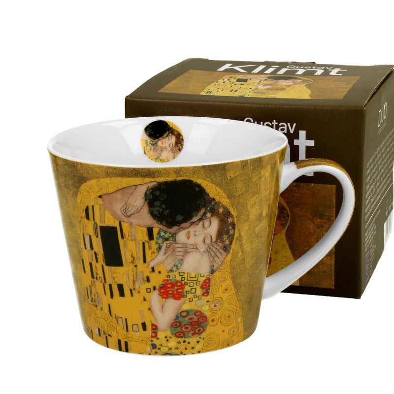 Kubek Art. Gallery Duo Porcelanowy biało-beżowy Gustav Klimt Pocałunek 1 szt.