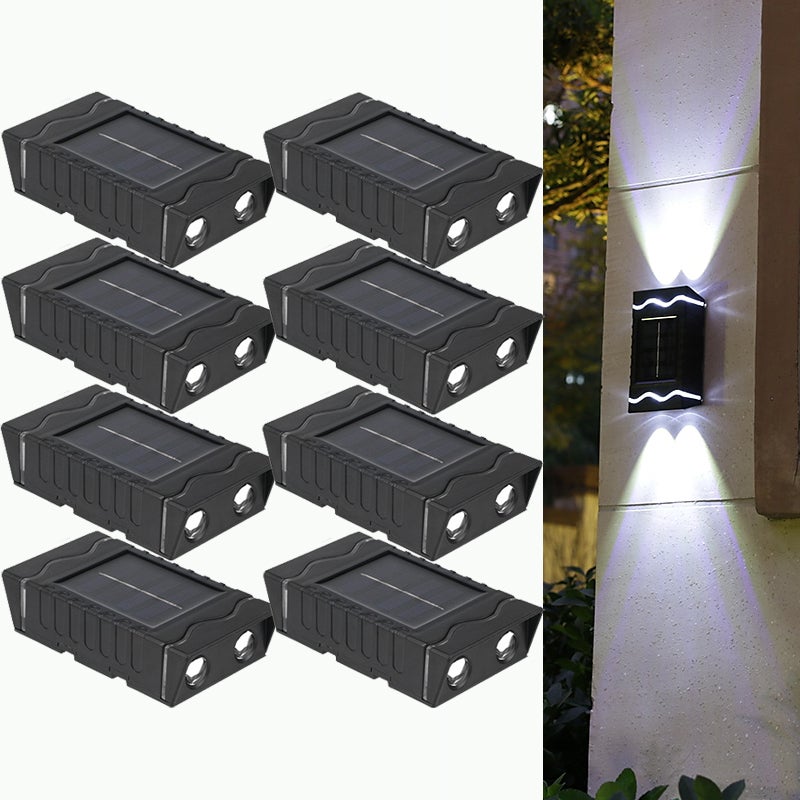 Zestaw 8 zewnętrznych lamp solarnych, wodoodporne oświetlenie zewnętrzne, oświetlenie bezpośrednie i pośrednie, dekoracja ogrodu, zimna biel