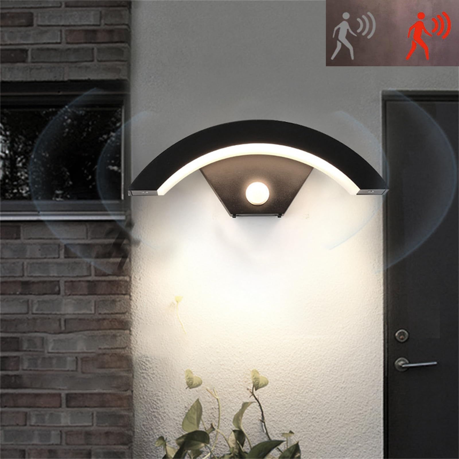 Aluminiowy kinkiet LED z czujnikiem ruchu, nowoczesny licher ścienny 18W, wodoodporny IP65, zimne białe światło 6000K, idealny do garażu