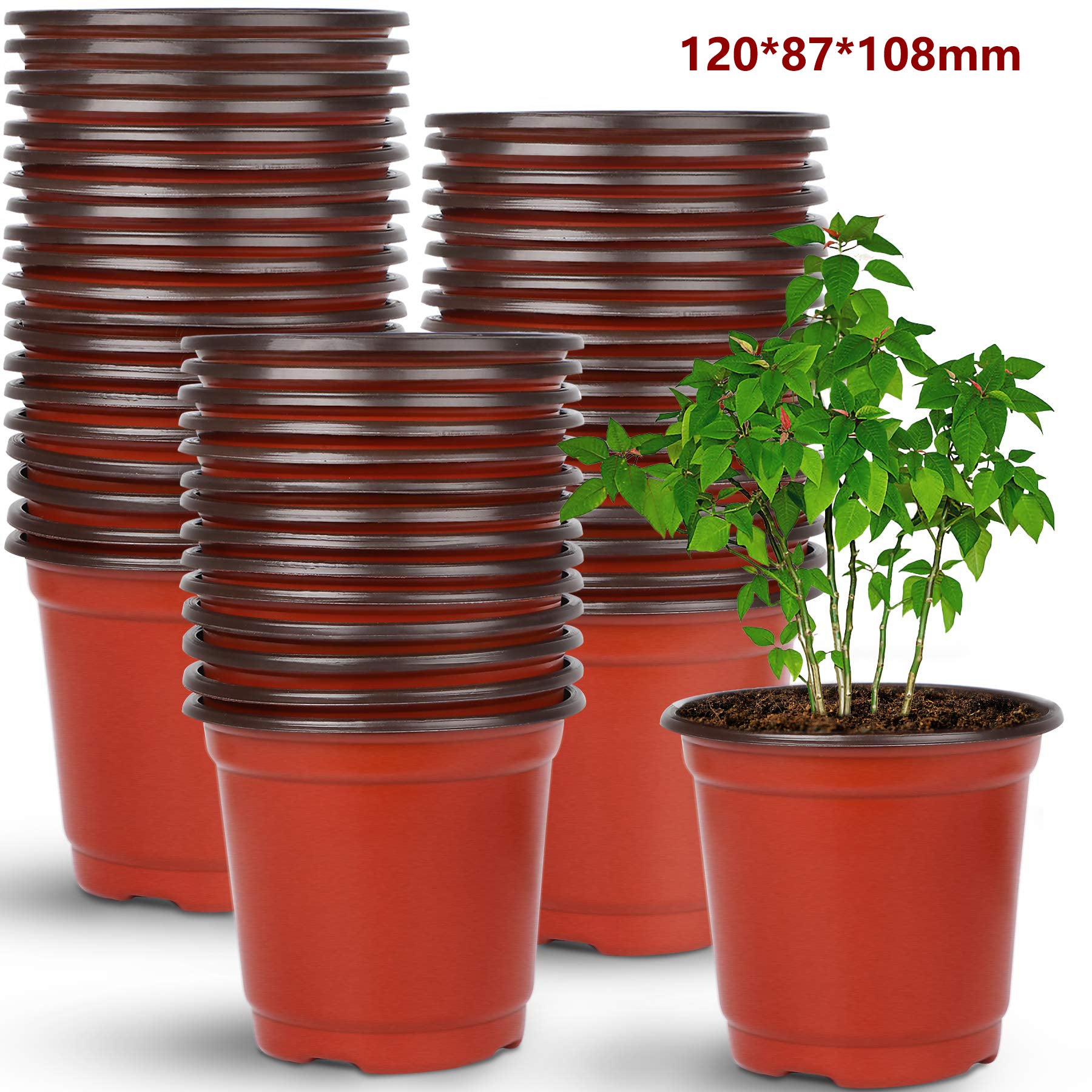 Donice szkółkarskie do roślin, 100 sztuk, wielorazowe doniczki do sadzonek kwiatów do użytku wewnętrznego i zewnętrznego, 12 cm * 10,8 cm