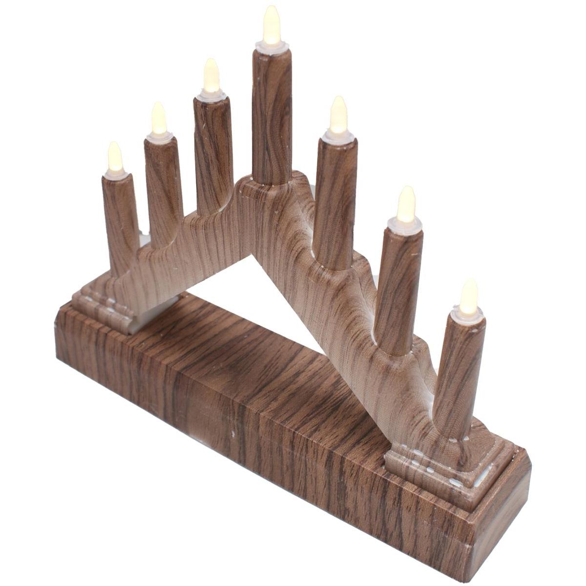 Świecznik adwentowy 15,5x3,2x13,5 cm zasilany na baterie, brak w zestawie, kolor klon