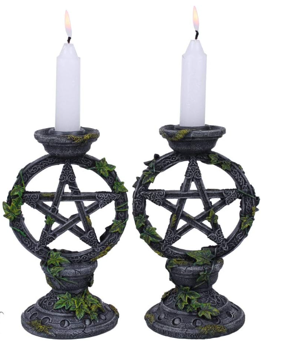 Pentagram - Zestaw dwóch świeczników czarownic 15 cm