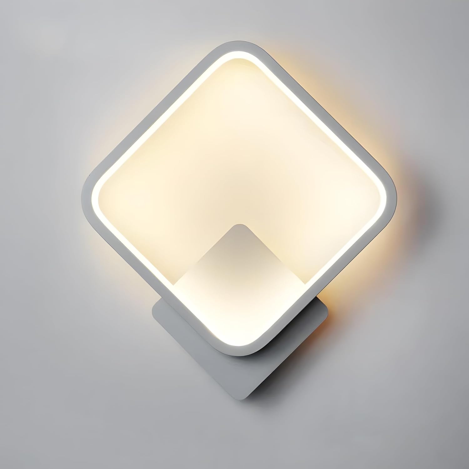 Kinkiet wewnętrzny LED, 15W, nowoczesny styl, 3 temperatury barwowe (3000K/4000K/6000K), kształt diamentu, biały