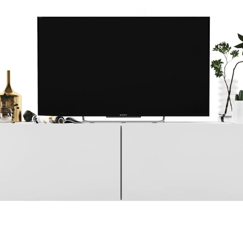 Szafka RTV, wisząca, SANO, 120x35x30 cm, biel, mat | TYLETEGOTU