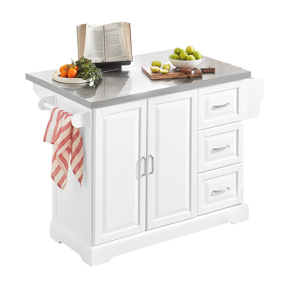 SoBuy Wyspa kuchenna z 3 szufladami Biały 130x71x91cm Klasyczny FKW41-II-ST