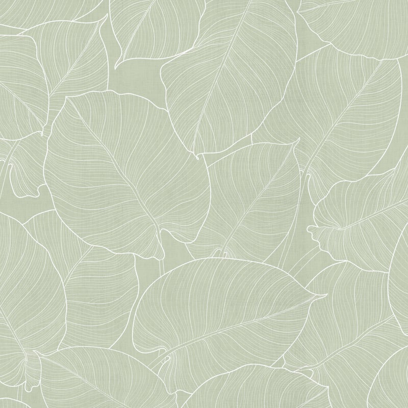 Mata winylowa Green Leaves 200x300 cm - PVC antypoślizgowa, gładka z nadrukiem, winylowa do kuchni lub salonu, zmywalna