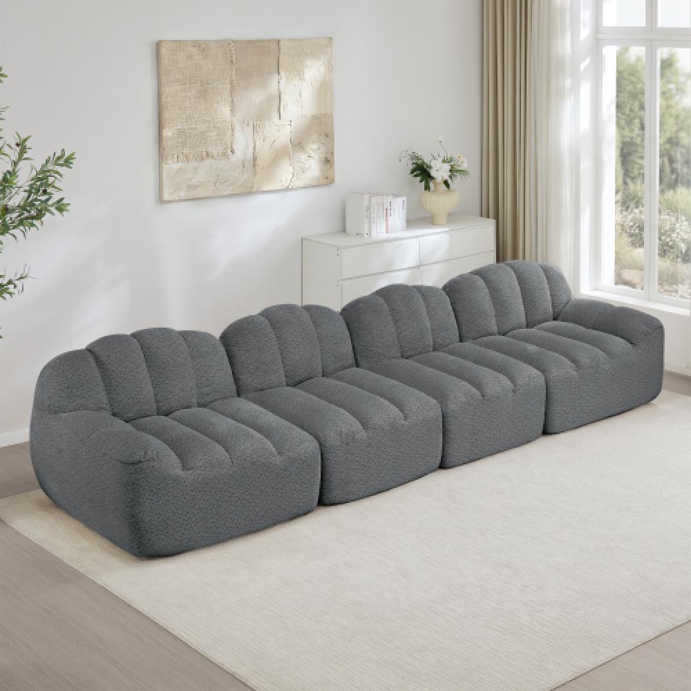 Modułowa sofa 4-osobowa w stylu muszli z głębokimi poduszkami, odpowiednia do salonów i mieszkań, nie wymaga montażu