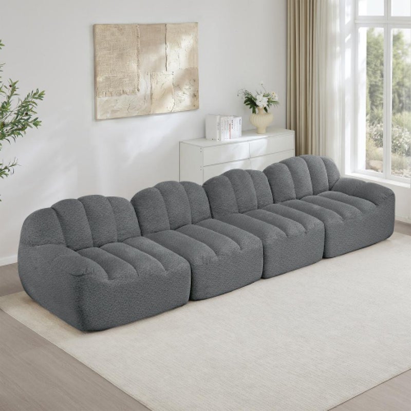 Modułowa sofa 4-osobowa w stylu muszli z głębokimi poduszkami, odpowiednia do salonów i mieszkań, nie wymaga montażu