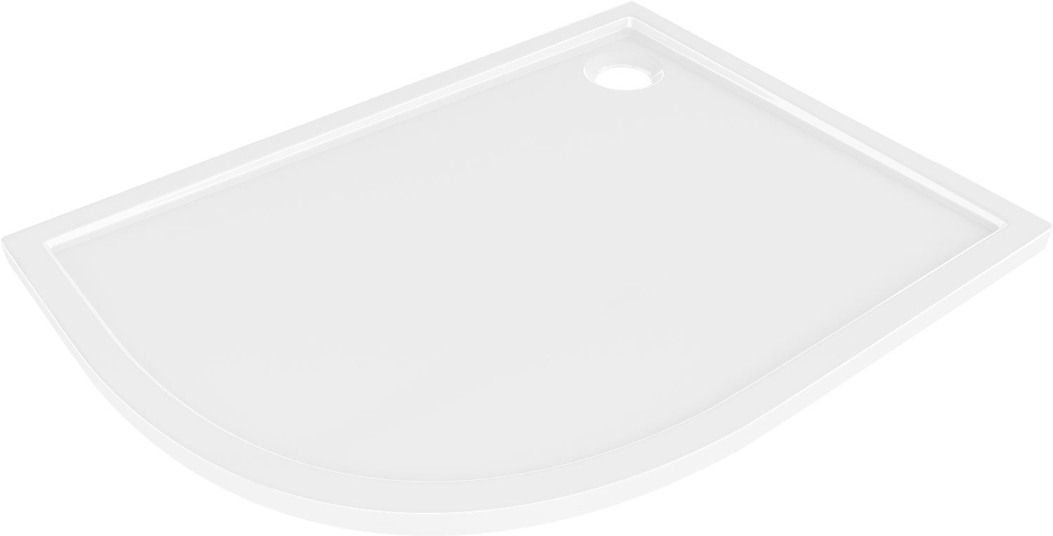 Mexen Flow brodzik półokrągły asymetryczny slim prawy 100 x 80 cm, biały połysk - 46Q108010R
