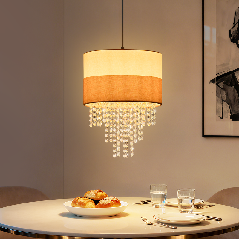 Nettlife Lampa Wisząca Vintage 1xE27, Kryształowa, Regulowana, Retro do Jadalni i Sypialni (Brak żarówki)