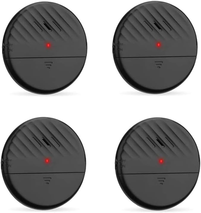 Alarm do drzwi i okien z czujnikiem wibracji, czarny, 125 dB, smukły i wydajny detektor włamania z regulowaną czułością, wskaźnik LED zapewniający b