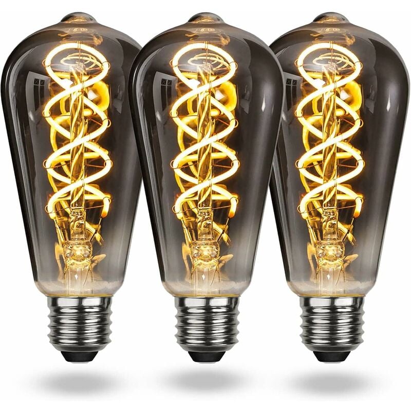 1 szt. - Żarówka LED E27 Vintage Ciepła Biel, Żarówka Vintage E27 Ściemnialna Spiralny Filament 4W Miękkie Światło, Żarówka E27 Vintage [Klasa energe