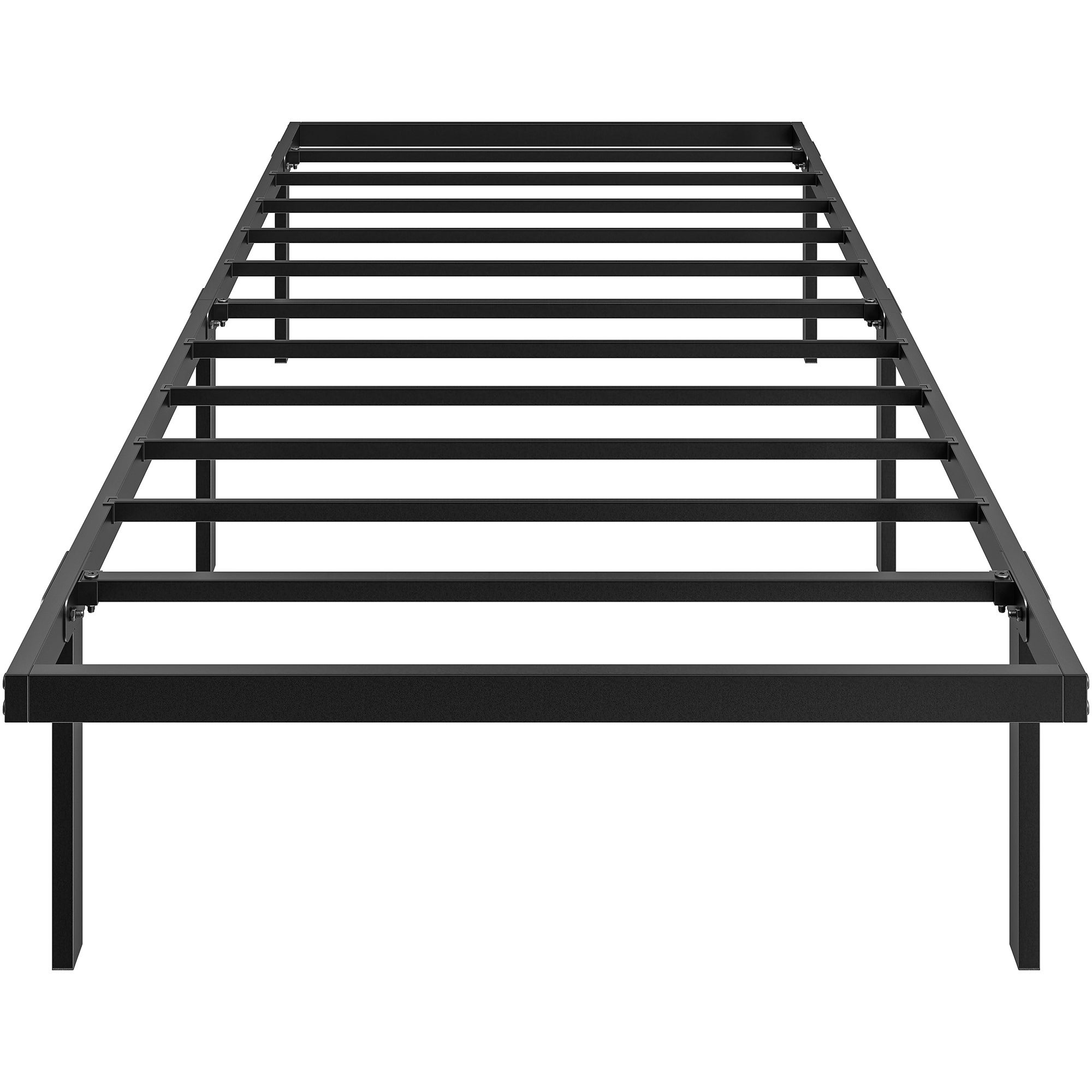 Rama łóżka 90 x 200 cm z metalowym stelażem, łóżko pojedyncze z miejscem do przechowywania pod spodem, cicha praca, łatwy montaż, kolor czarny