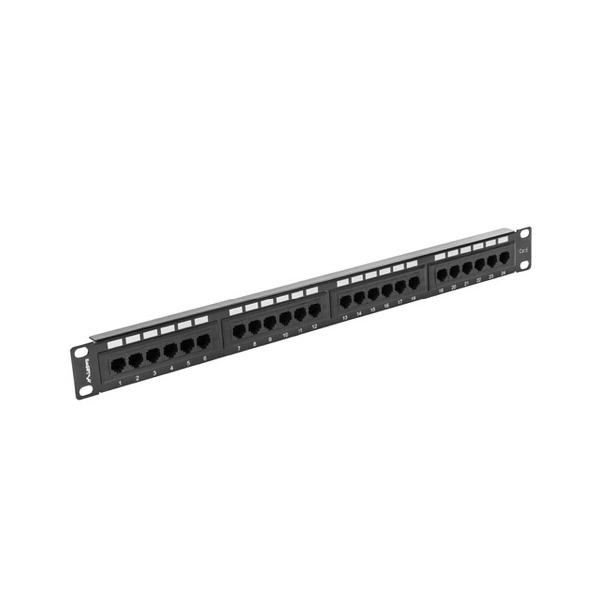 Panel krosowy Lanberg 24 porty Cat6 czarny wytrzymały 1U
