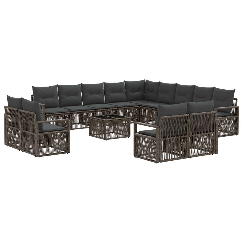 Zestaw Sof na Ogród 14 pcs Szary polirattan vidaXL