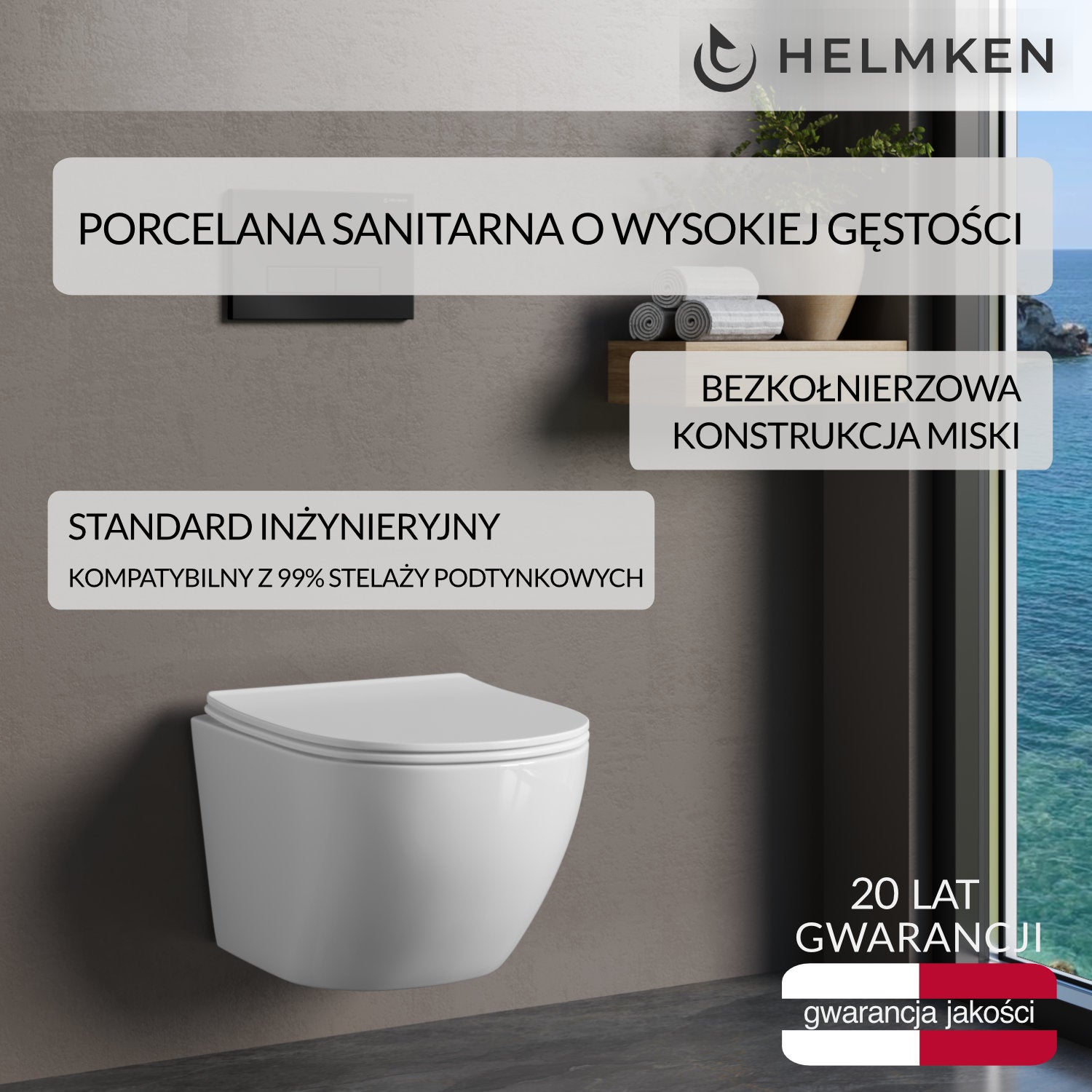 Miska WC wisząca z deską wolnoopadającą duroplast Helmken 35103001 (Biała)