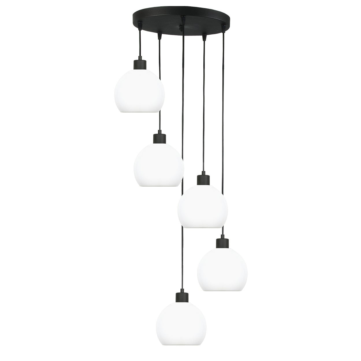 Lampa wisząca czarna do salonu industrialna loft KOZUB białe kule 5xE27 Edylit