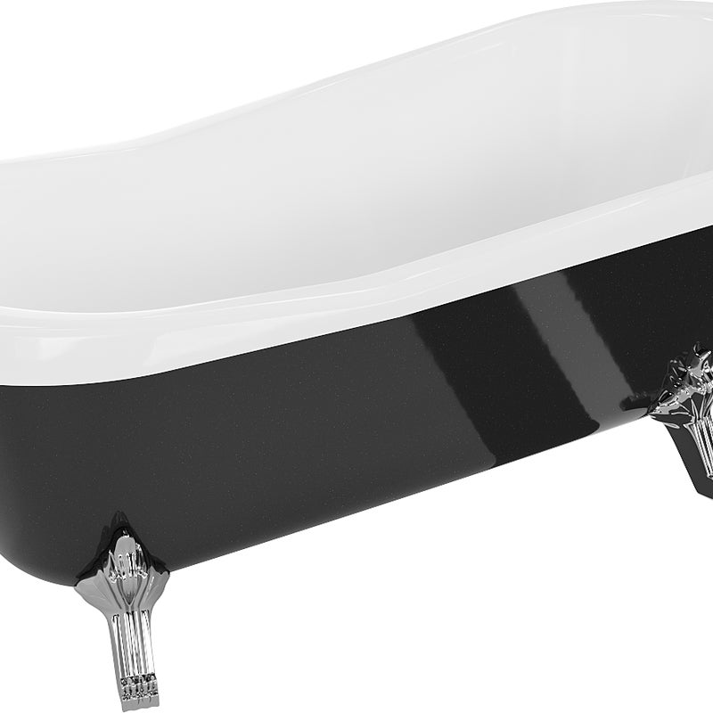 Mexen Retro wanna wolnostojąca 170 x 75 cm, biała/czarna, nogi chrom - 53251707575-00