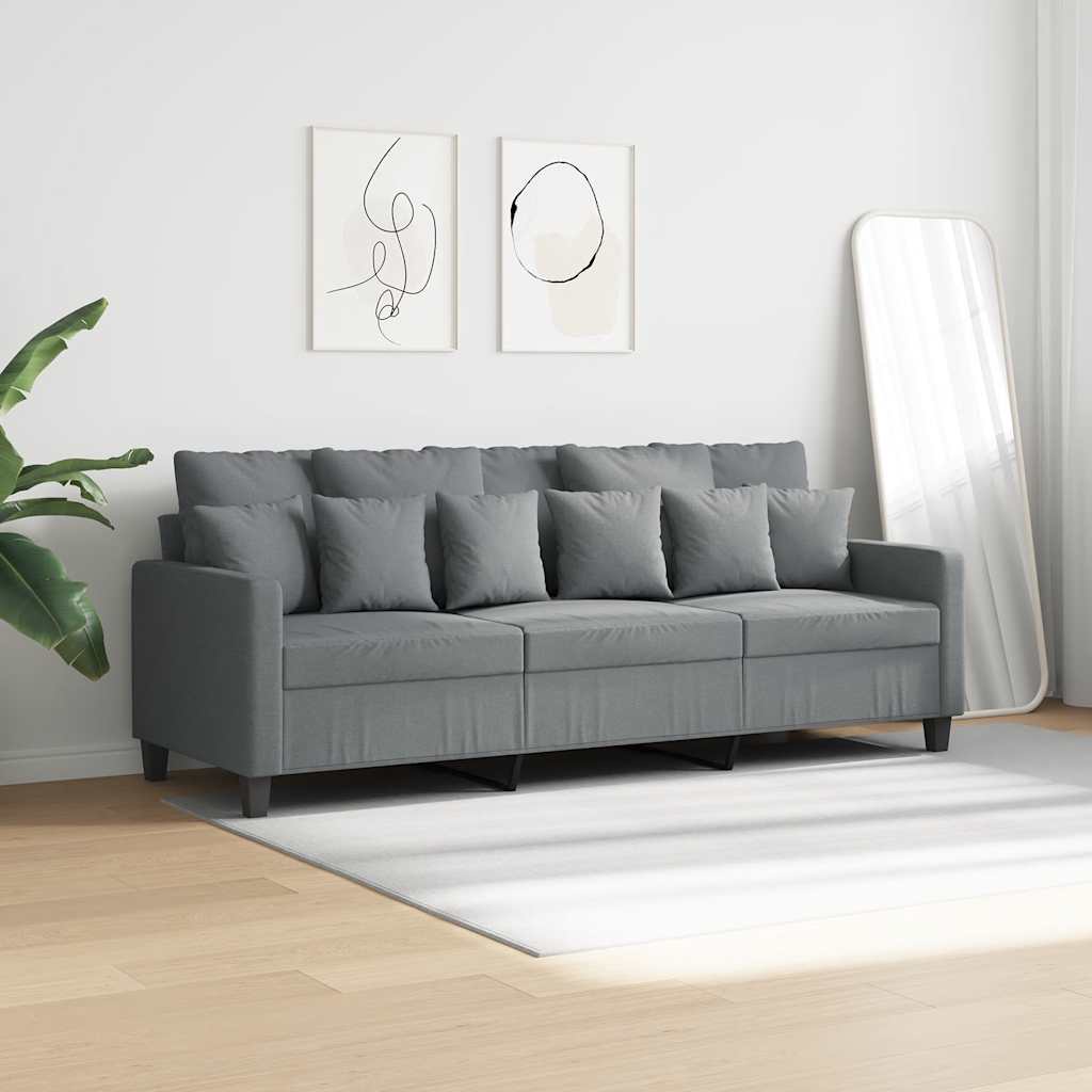Sofa 3-osobowa, jasnoszara, 180 cm, tapicerowana tkaniną