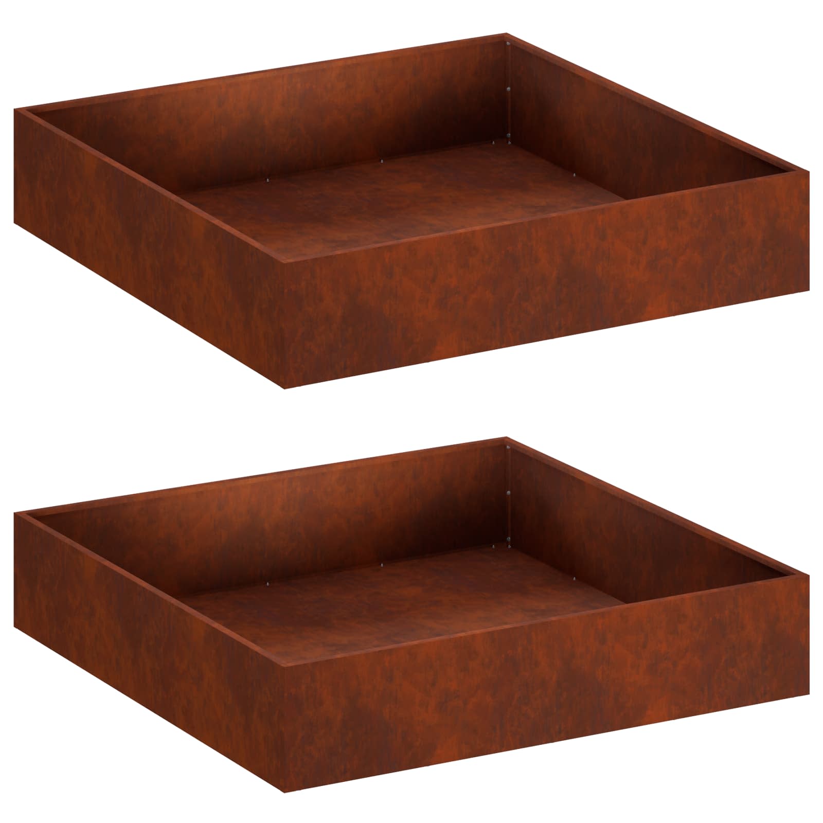 2x Donica Ogrodowa Corten 80x80x20 cm Rdzawa na Taras na Balkon na Kwiaty
