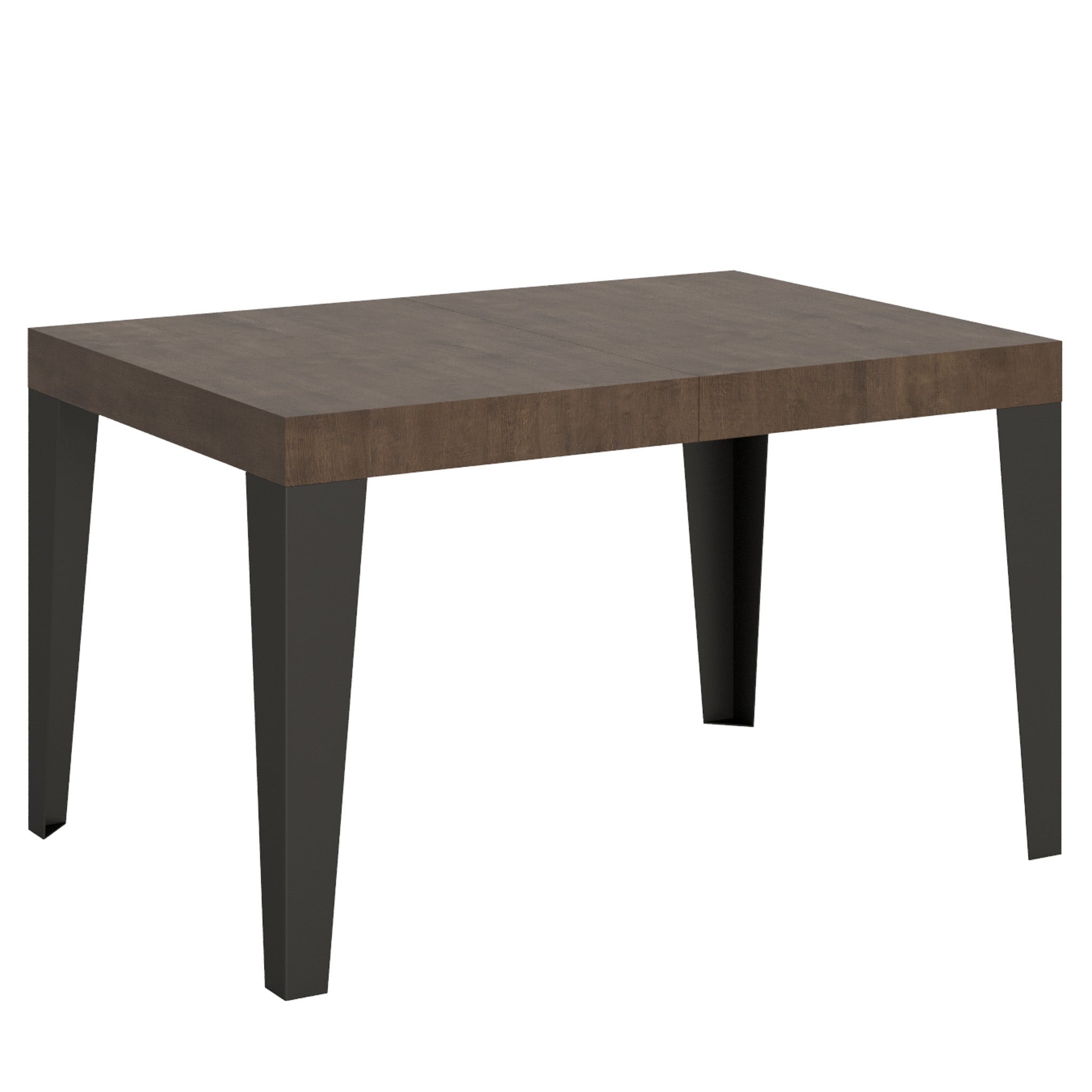 Mesa de salón extensible Flame de 234 cm (90 x 130 cm) con base de nogal macizo.