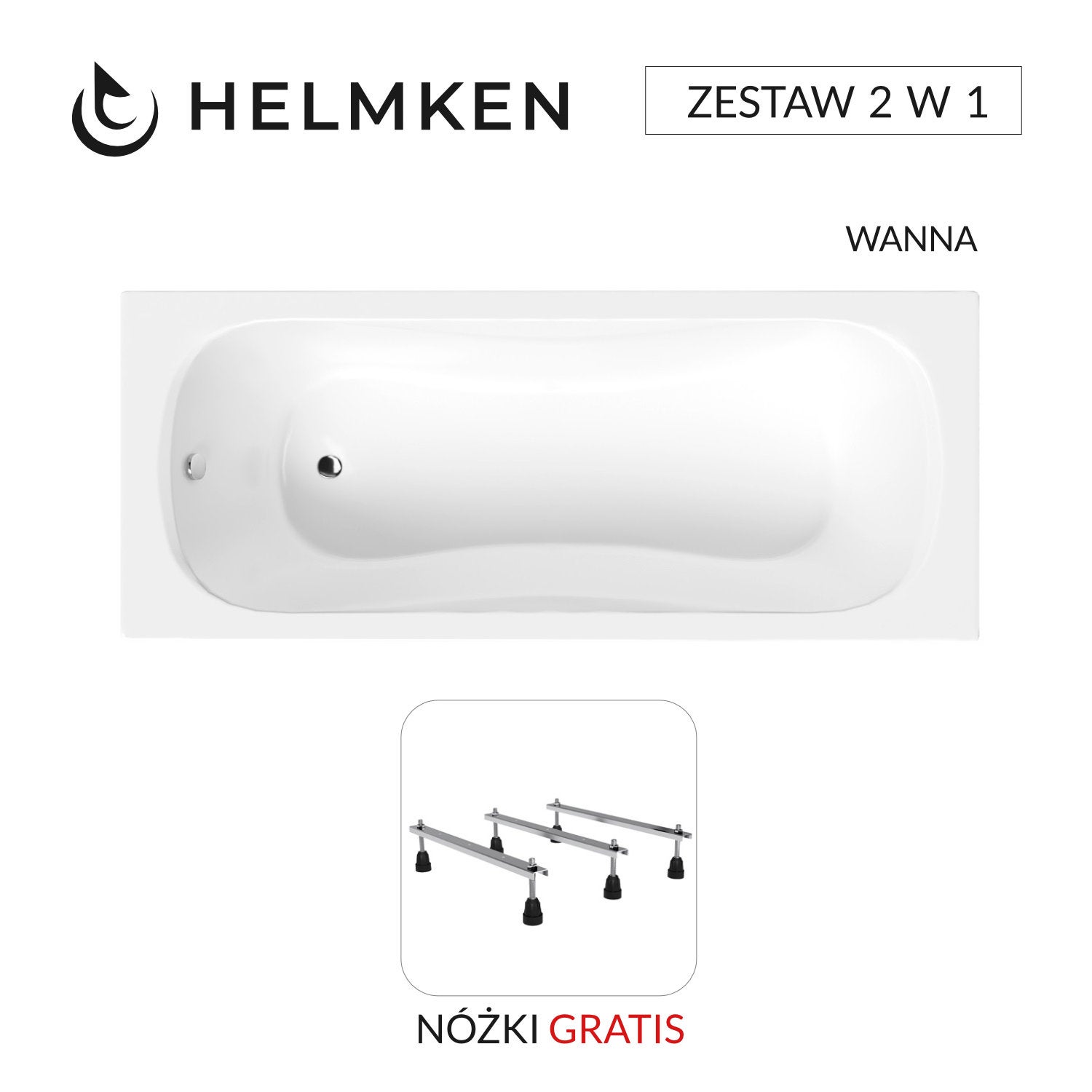 Wanna akrylowa Helmken Edelva 170 х 70 + Nóżki / 23094005