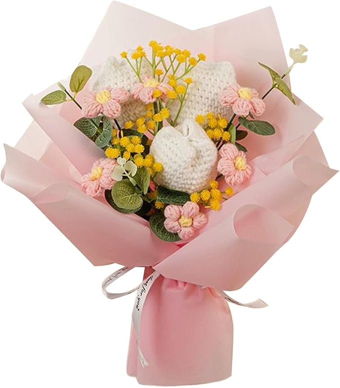1 SZT. (30x35cm) Generic Bukiet Kwiatów na Szydełku Tulipany Kwiaty dziergane Sztuczne kwiaty na Dzień Matki, Ślub, imprezę, dekorację wnętrz