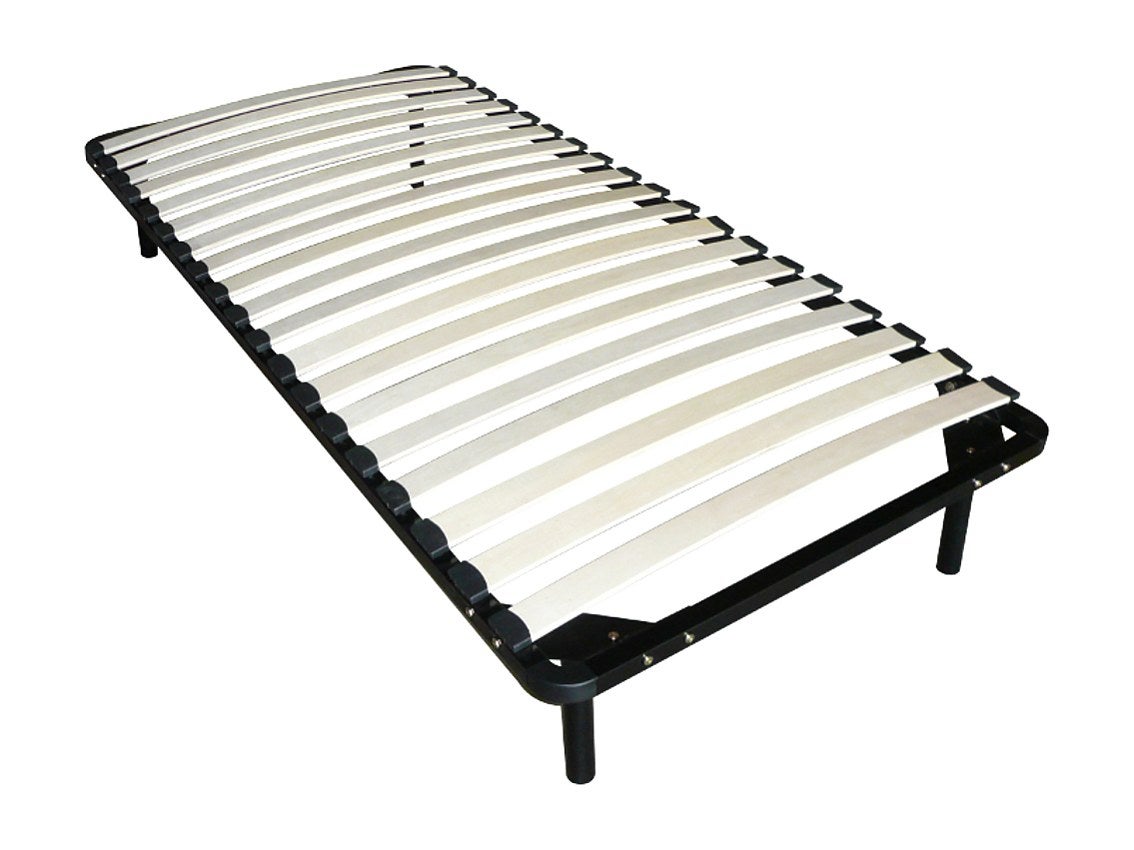 Rama łóżka z listewkami 90x190 cm - 19 listewek - Z nóżkami - Czarny - KALISTA marki YSMÉE