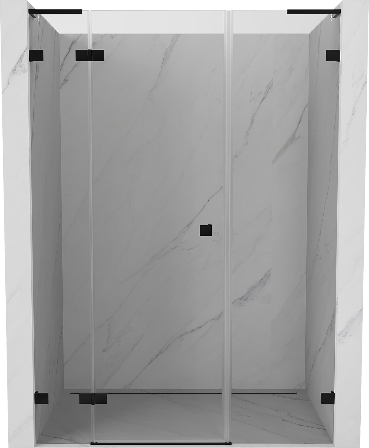 Mexen Lunar L drzwi prysznicowe uchylne lewe 155 cm, transparent, czarne - 834SL-155-050-70-00-L