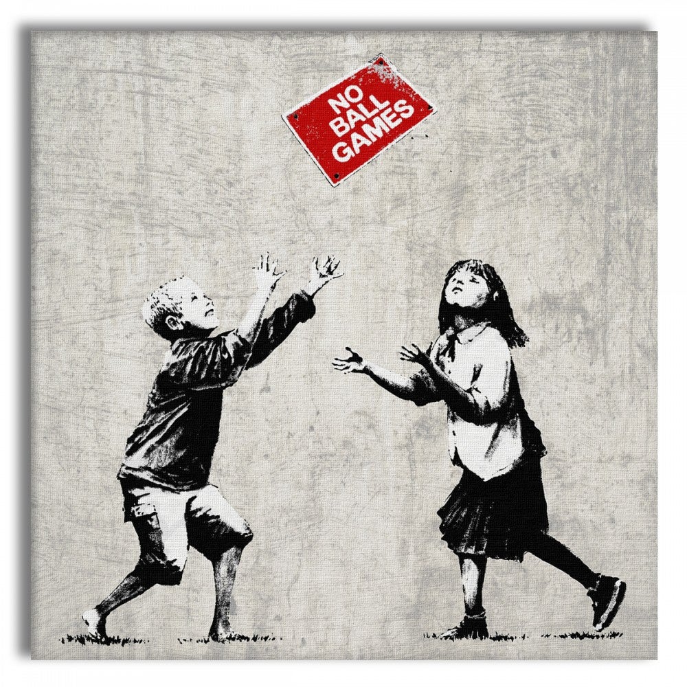 BANKSY - NIE MA GIER PIŁKOWYCH - Obraz na płótnie na drewnianej ramie 130x130 cm