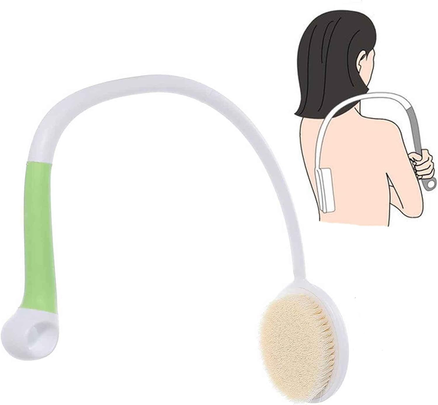 Szczotka do pleców z długą rączką - Ergonomiczna - Z miękkim włosiem - Do wszystkich części ciała - Do każdego rodzaju skóry - Delikatny peeling