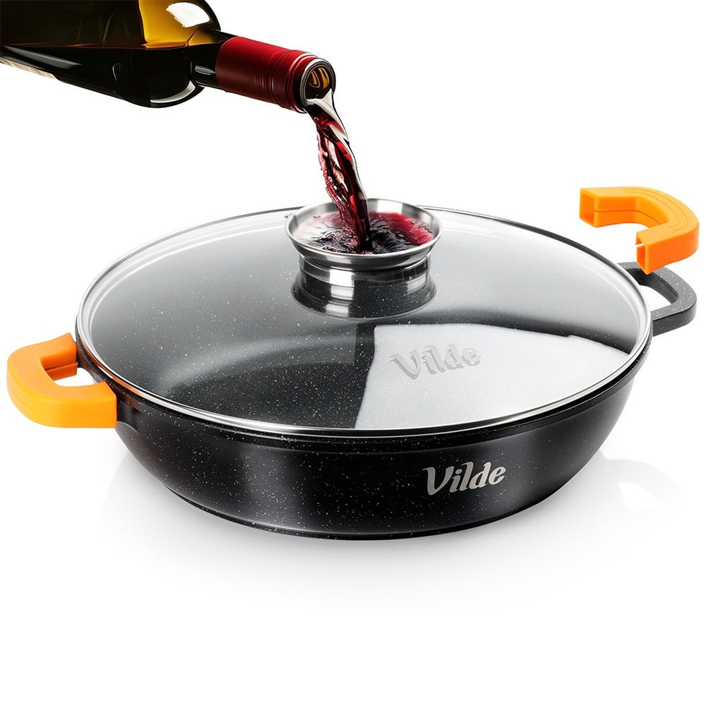 Patelnia granitowa głęboka ze szklaną pokrywką TERRUNA AROMA 32 cm, 4,7 l
