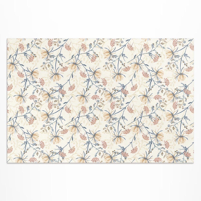 Dywan winylowy boho, mata winylowa kwiecista łąka wzór delikatny 90x60 cm ArtPrintCave