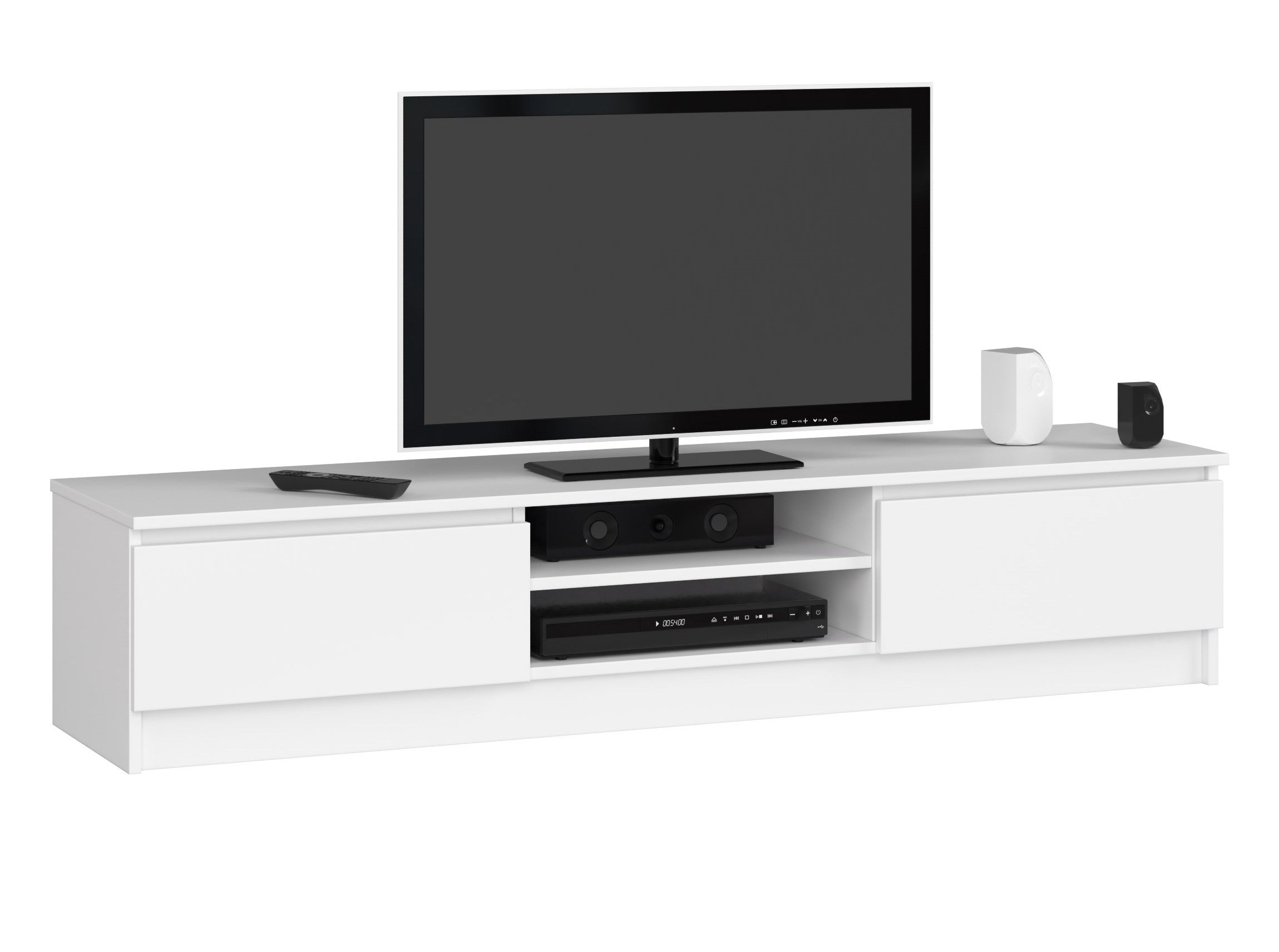 Szafka RTV AKORD Biała 160 cm 2 drzwi kolor Biały mat 2 półki 160x40x33 cm