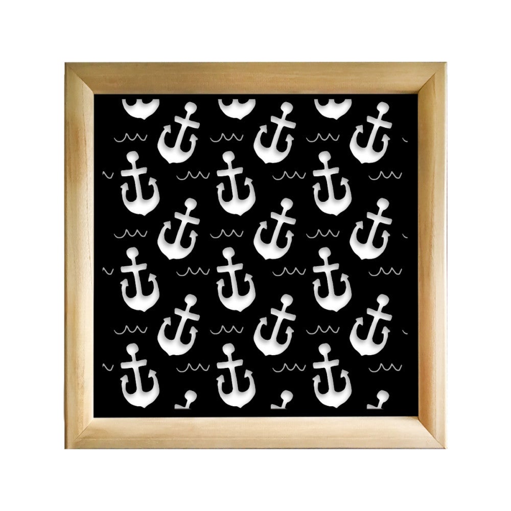 ANCHOR - Kwadratowe moduły dekoracyjne z drewna i PVC - Rozmiar 98x98 cm - Grubość 64 mm - Kolor wewnętrzny CZARNY