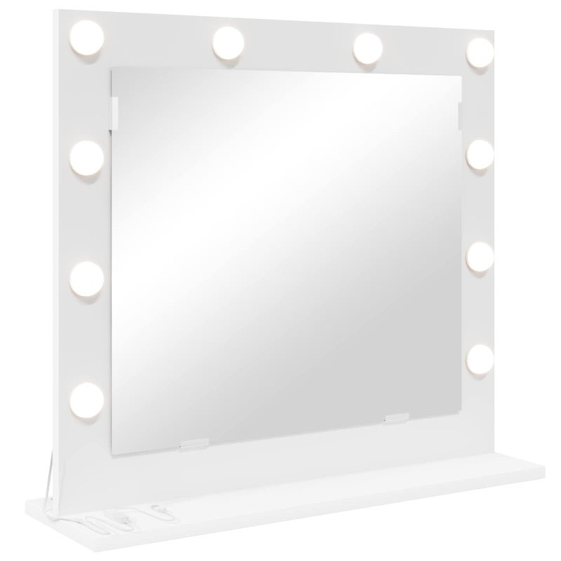 Lustro do Toaletki Prostokątne z Oświetleniem LED z Ramą 60x55 cm Białe