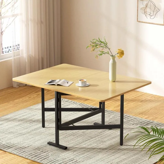 Składany stół 120x80 cm, nowoczesny design, zdejmowane kółka, stabilny MDF metal kompaktowy