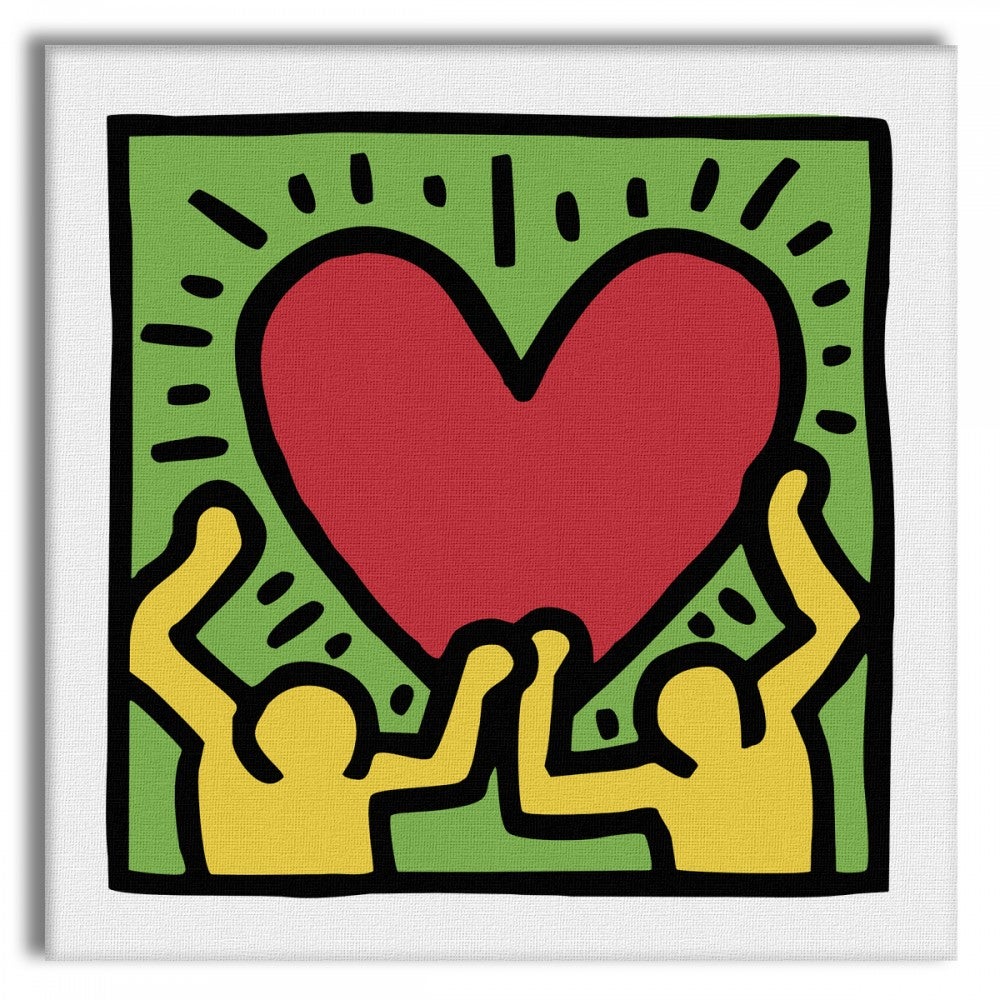 HARING - MOC MIŁOŚCI - Obraz na płótnie na drewnianej ramie 130x130 cm