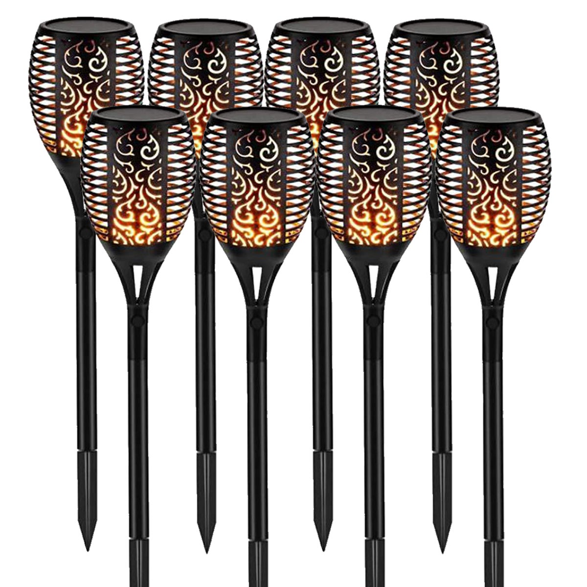 8Pack 12LED Solarna Pochodnia Płomień Światło Wodoodporna Solarna Lampa Oświetleniowa Zewnętrzna Migocząca Krajobraz Trawnik Lampa Dekoracja Ogrodowa