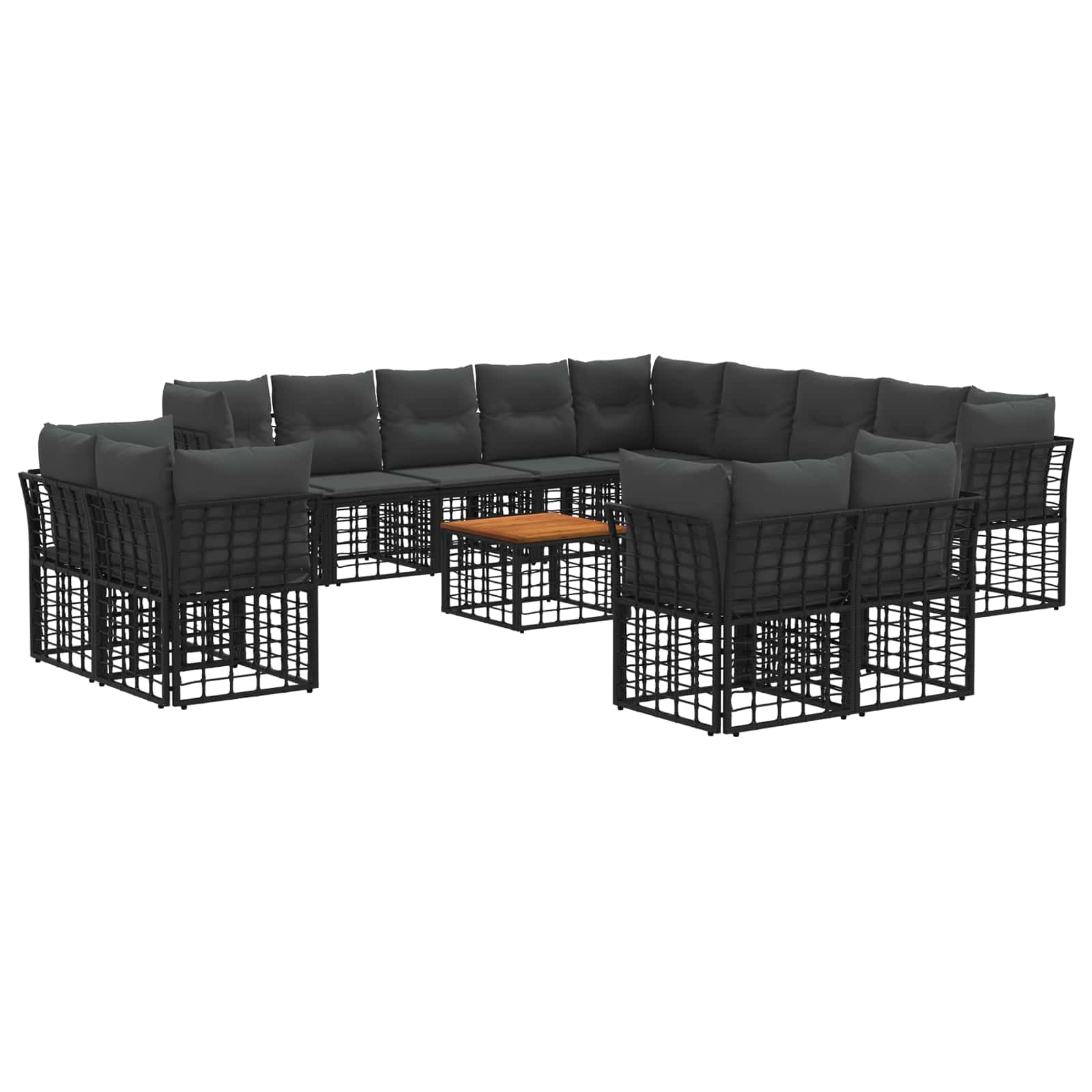 Zestaw sof na zewnątrz 14 pcs Czarny i Ciemnoszary Poliester vidaXL