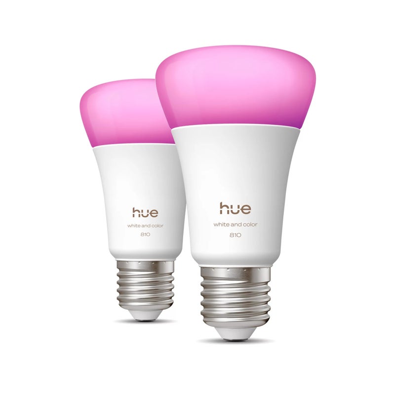 PHILIPS HUE A60 Żarówki LED 2-szt. - Białe i Kolorowe Światło - E27 - 6W - 1000-2000K - 810 Lumenów