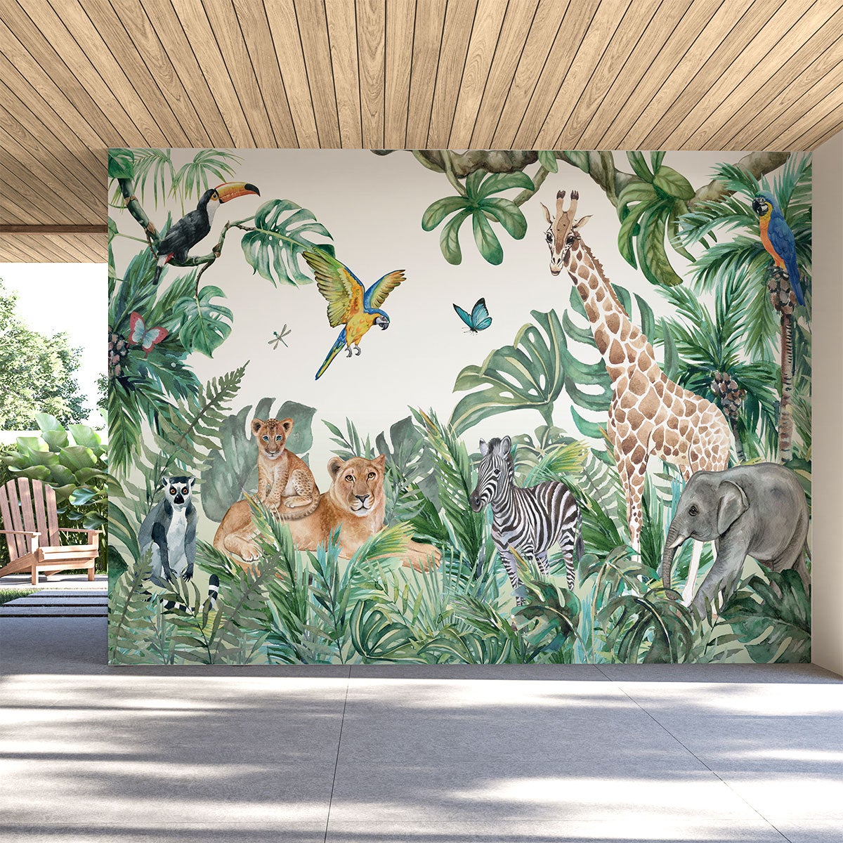 Tapeta panoramiczna z motywem dżungli, duży wzór safari, wys. 250 x szer. 360 cm