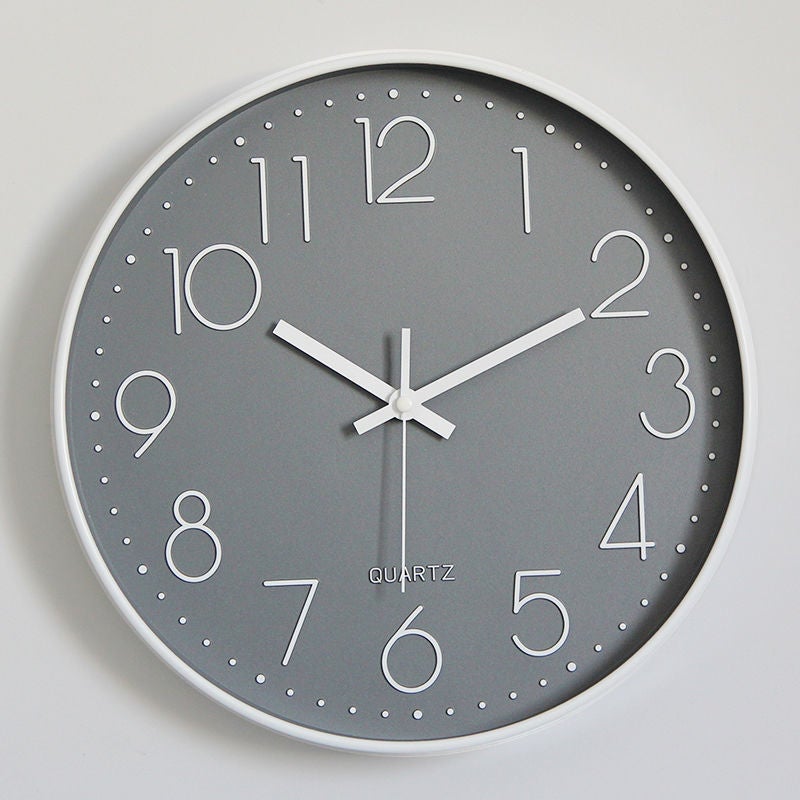 Nowoczesny cichy nietykający zegar ścienny, cichy cichy zegar ścienny do sypialni, kuchni, salonu - szary - 30 cm