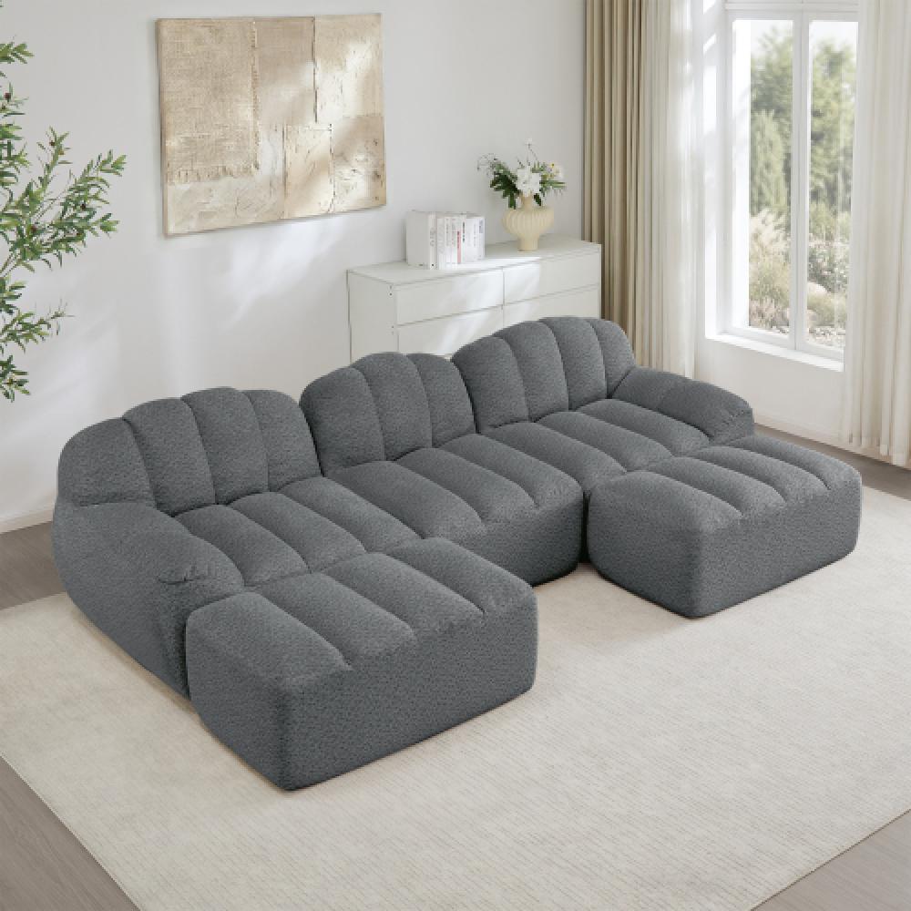 Modułowa sofa 3-osobowa w stylu muszli, głębokie poduszki, do salonu i mieszkania, nie wymaga montażu