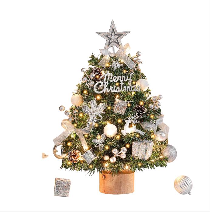Mała choinka, mini choinka LED 45 cm, realistyczna sztuczna choinka, mała dekoracja stołu, choinka do