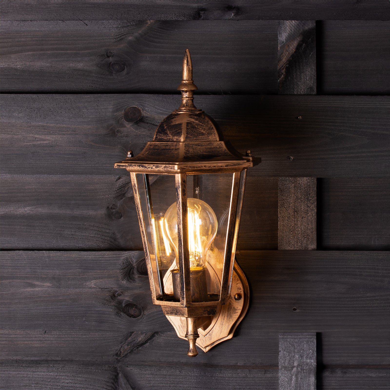 Kinkiet Ogrodowy Lumiled Elewacyjny Zewnętrzny E27 Latarnia do Góry Patyna 1 szt.