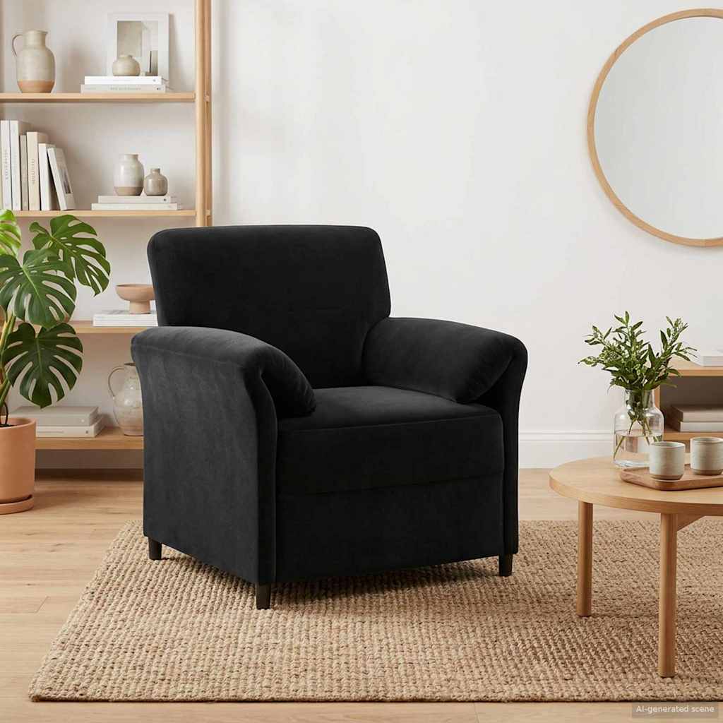 Sofa 1-osobowa Czarny 88 x 83 x 95 cm Welur vidaXL