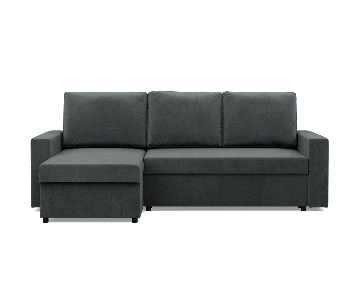 Narożnik do salonu, BLOM, velvet, 231x140x92 cm, ciemny szary - TYLETEGOTU