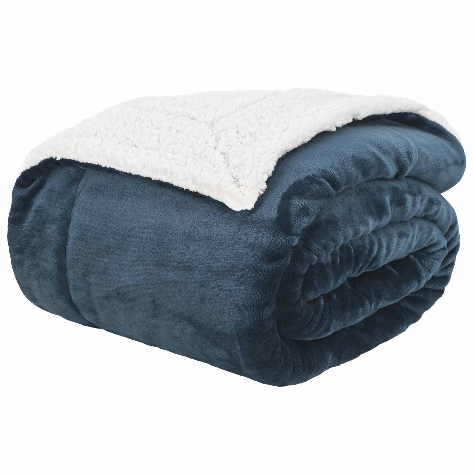 Koc Polarowy Narzuta na Łóżko 240x270 cm 480 g/m² Granatowy
